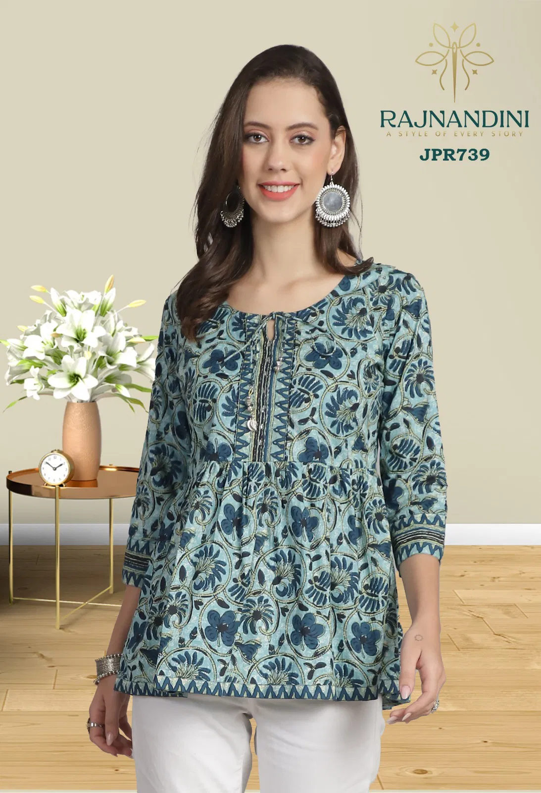 Hirwa By Rajnandini Pure Cambric Cotton Printed Tops With Handwork Wholesale Clothing Suppliers In India

